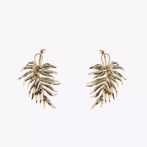 Zara NWT areca leaf earrings gold 4736/214